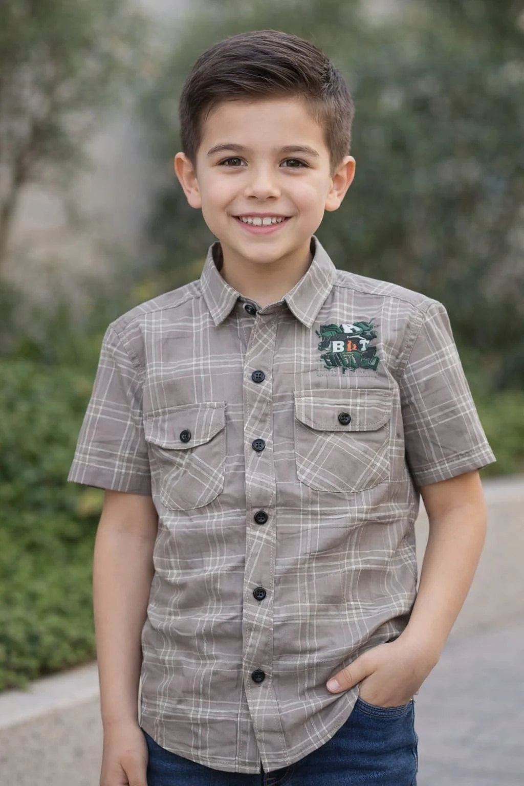 A neat neutral button-down.