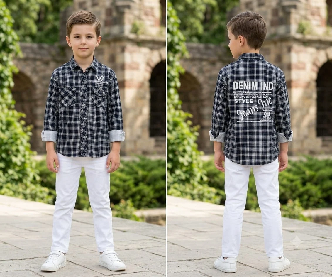A timeless checked long-sleeve design.